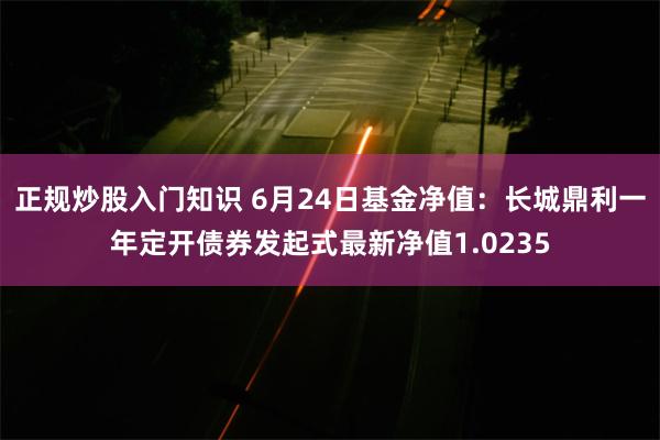 正规炒股入门知识 6月24日基金净值：长城鼎利一年定开债券发起式最新净值1.0235