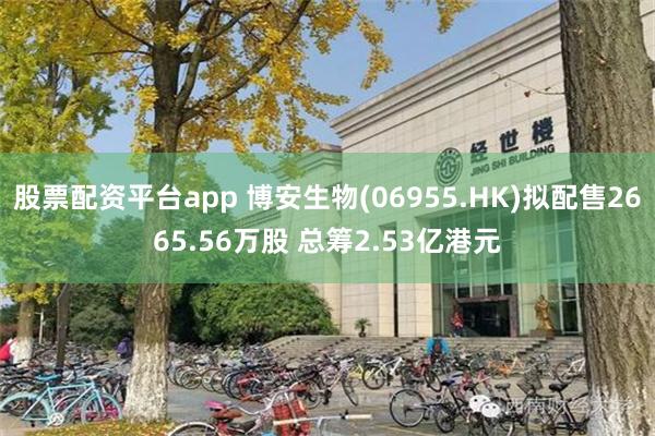 股票配资平台app 博安生物(06955.HK)拟配售2665.56万股 总筹2.53亿港元